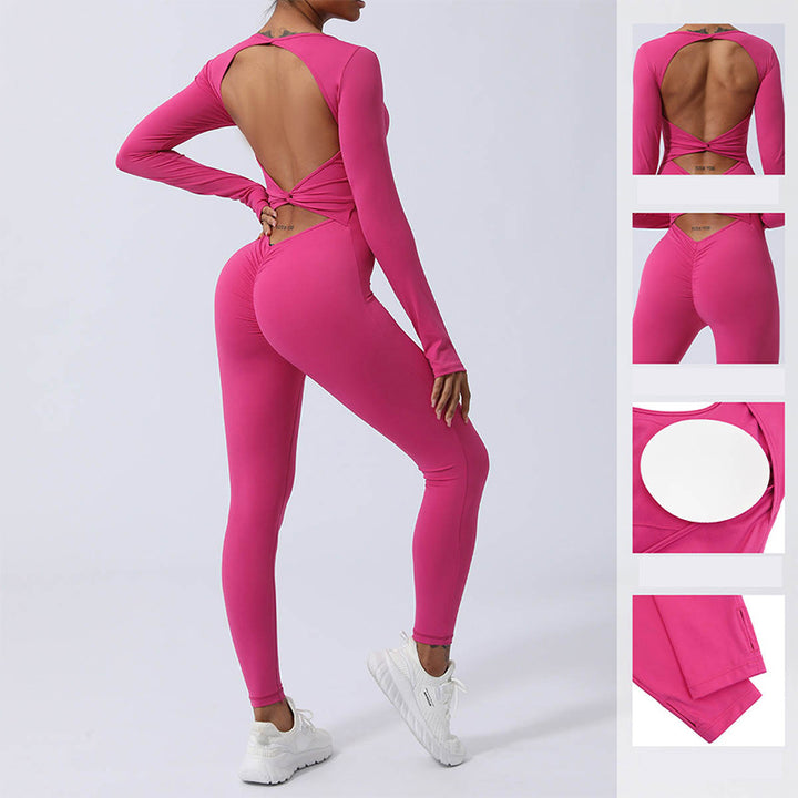 Buddha Stones Mono de manga larga sin espalda para mujer, mono deportivo para yoga y fitness - image 6