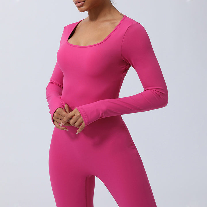 Buddha Stones Mono de manga larga sin espalda para mujer, mono deportivo para yoga y fitness - image 1