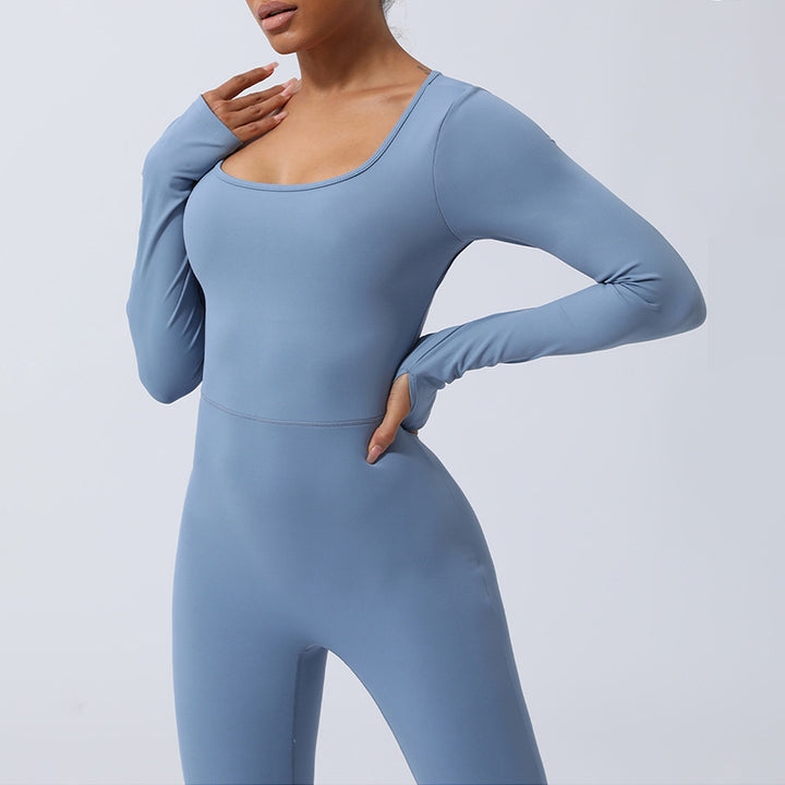 Buddha Stones Mono de manga larga sin espalda para mujer, mono deportivo para yoga y fitness - image 13