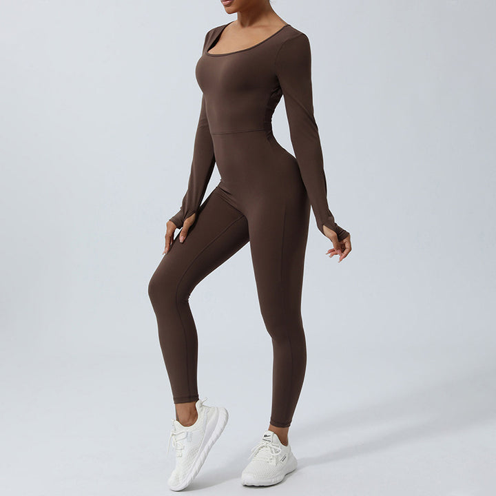 Buddha Stones Mono de manga larga sin espalda para mujer, mono deportivo para yoga y fitness - image 19