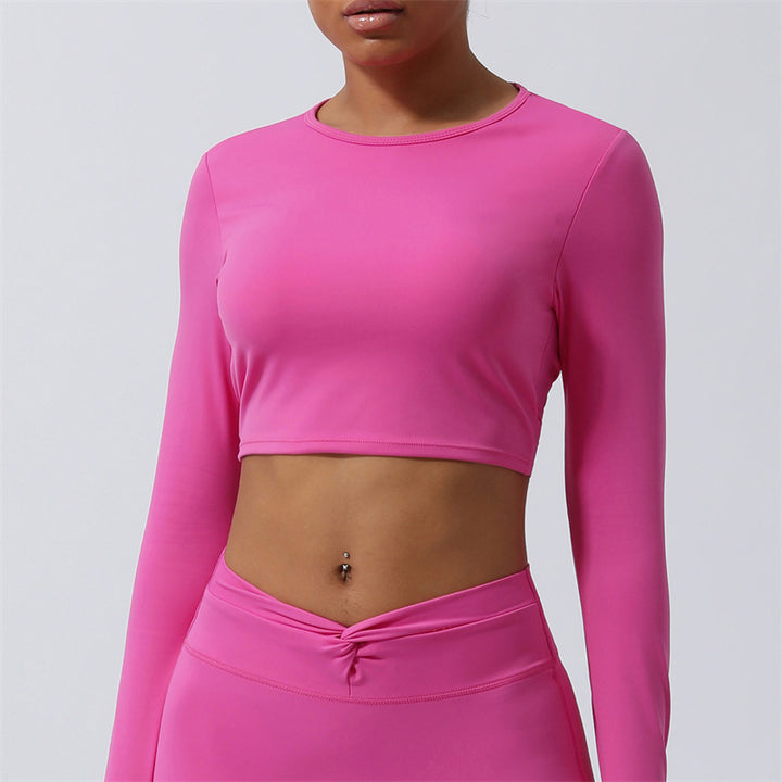 Buddha Stones Mujeres Entrenamiento Manga Larga Entrecruzada Sin Espalda Top Tee Leggings Deportes Fitness Yoga Traje