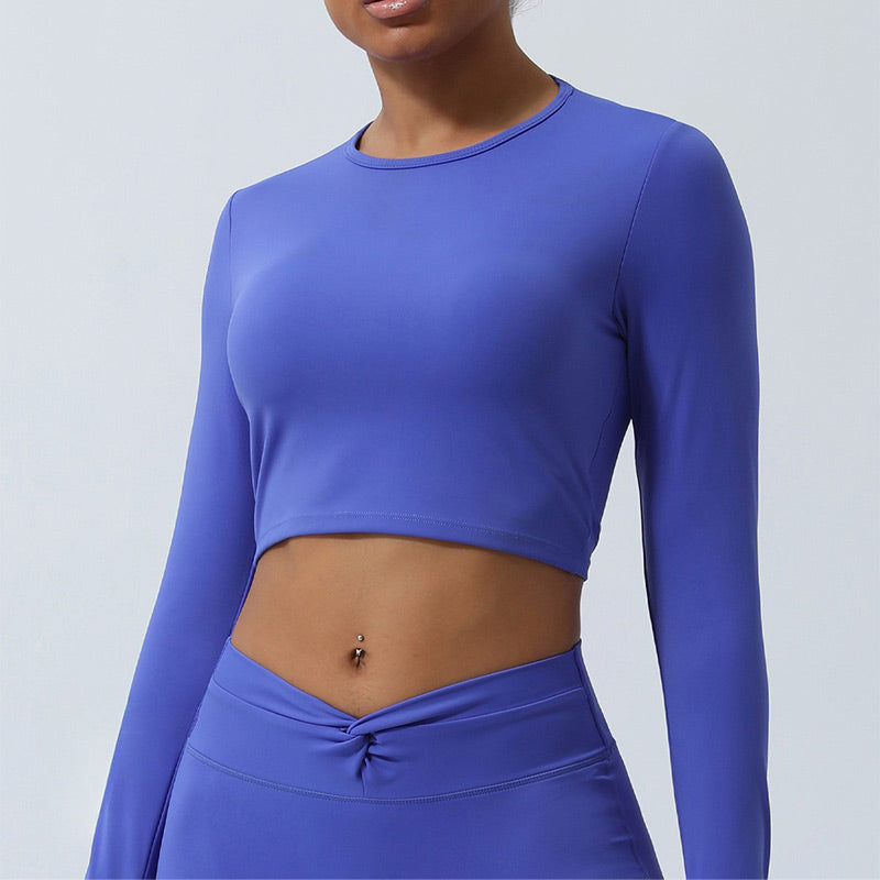 Buddha Stones Mujeres Entrenamiento Manga Larga Entrecruzada Sin Espalda Top Tee Leggings Deportes Fitness Yoga Traje