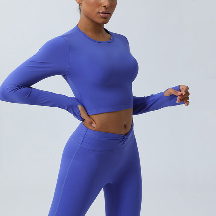 Buddha Stones Mujeres Entrenamiento Manga Larga Entrecruzada Sin Espalda Top Tee Leggings Deportes Fitness Yoga Traje
