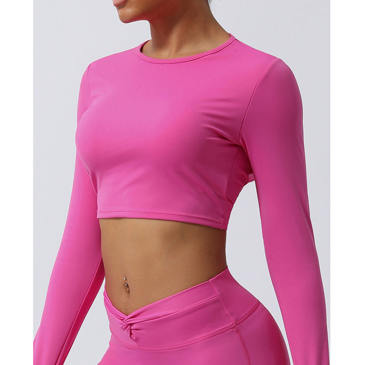 Buddha Stones Mujeres Entrenamiento Manga Larga Entrecruzada Sin Espalda Top Tee Leggings Deportes Fitness Yoga Traje
