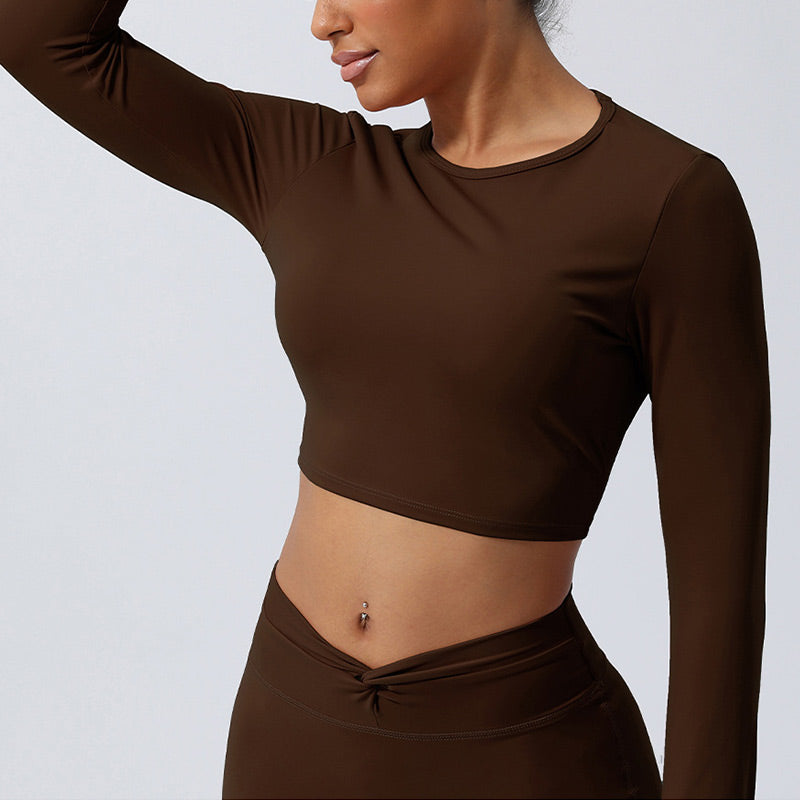 Buddha Stones Mujeres Entrenamiento Manga Larga Entrecruzada Sin Espalda Top Tee Leggings Deportes Fitness Yoga Traje