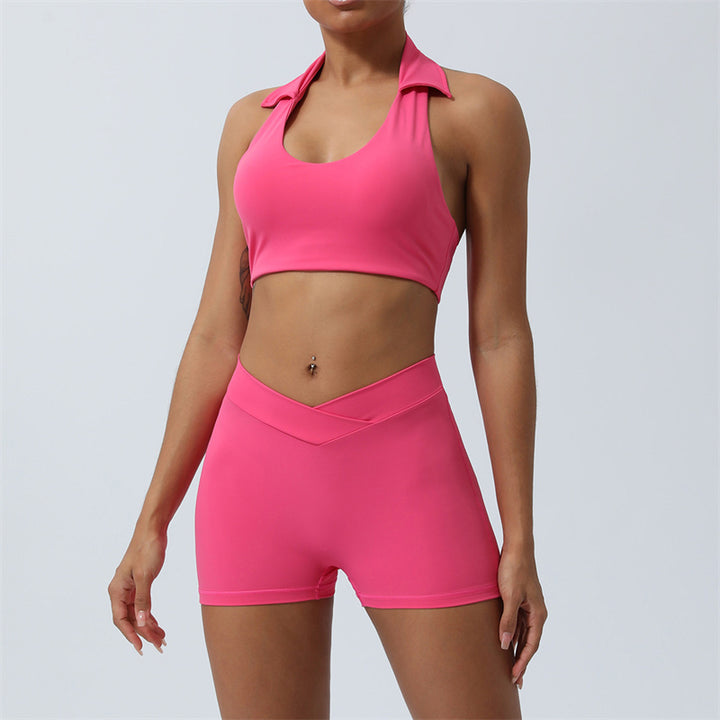 Buddha Stones - Conjunto de 2 piezas de entrenamiento sin mangas, sin espalda, pantalones cortos acampanados, deportes, fitness, yoga - Rosa - 2 piezas (top y pantalones cortos) - US8-10, UK/AU12-14, EU40-42 (XL)  - image 11