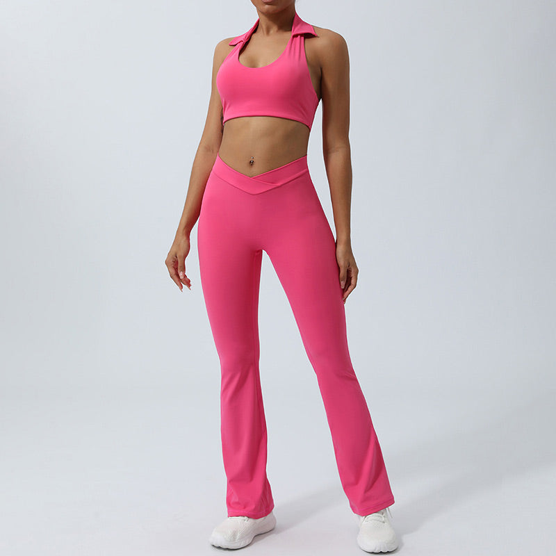 Buddha Stones - Conjunto de 2 piezas de entrenamiento sin mangas, sin espalda, pantalones cortos acampanados, deportes, fitness, yoga - Rosa - 2 piezas (parte superior y pantalones) - US8-10, UK/AU12-14, EU40-42 (XL)  - image 22