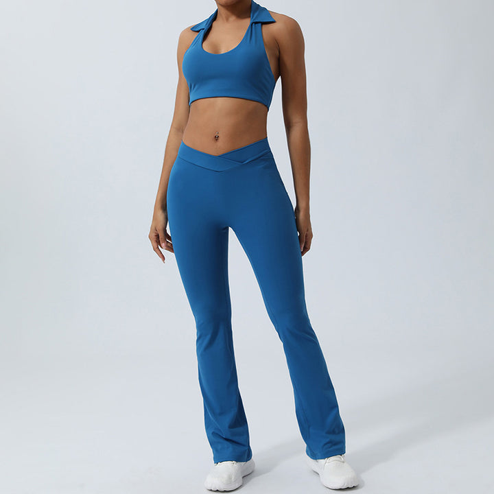 Buddha Stones - Conjunto de 2 piezas de entrenamiento sin mangas, sin espalda, pantalones cortos acampanados, deportes, fitness, yoga - Azul - 2 piezas (parte superior y pantalones) - US8-10, UK/AU12-14, EU40-42 (XL)  - image 16