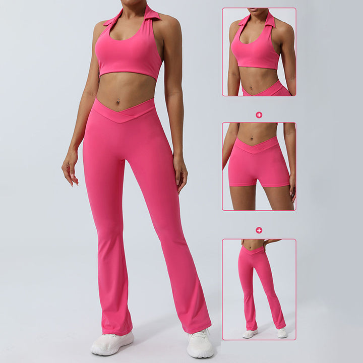 Buddha Stones - Conjunto de 2 piezas de entrenamiento sin mangas, sin espalda, pantalones cortos acampanados, deportes, fitness, yoga - image 23