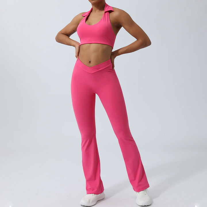 Buddha Stones - Conjunto de 2 piezas de entrenamiento sin mangas, sin espalda, pantalones cortos acampanados, deportes, fitness, yoga - image 25