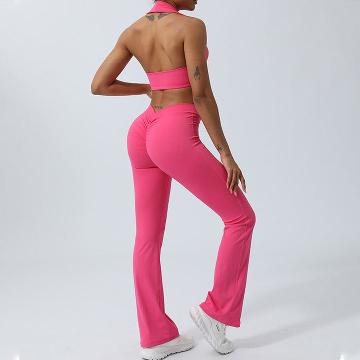 Buddha Stones - Conjunto de 2 piezas de entrenamiento sin mangas, sin espalda, pantalones cortos acampanados, deportes, fitness, yoga - image 24