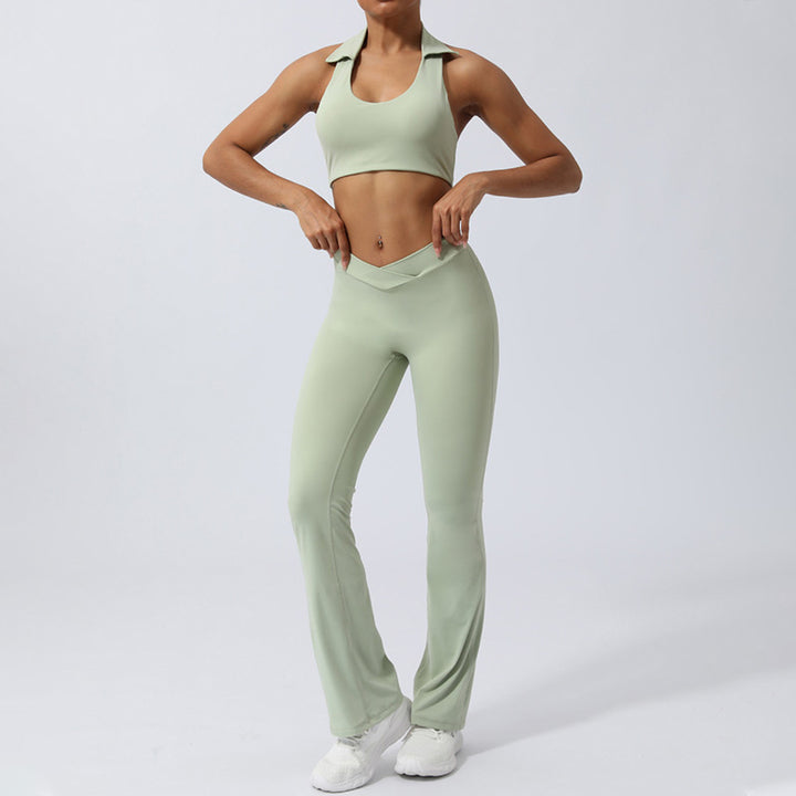 Buddha Stones - Conjunto de 2 piezas de entrenamiento sin mangas, sin espalda, pantalones cortos acampanados, deportes, fitness, yoga - image 21