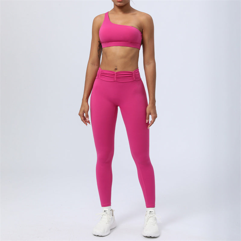 Buddha Stones 2 piezas sin espalda diseño asimétrico top sujetador pantalones cortos polainas pantalones fitness yoga conjunto - Rosa roja - 2 piezas (parte superior y pantalones) - US12, UK/AU16, EU44 (2XL) - image 22
