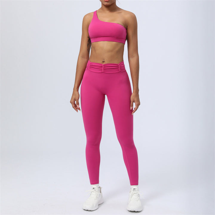 Buddha Stones 2 piezas sin espalda diseño asimétrico top sujetador pantalones cortos polainas pantalones fitness yoga conjunto - Rosa roja - 2 piezas (parte superior y pantalones) - US12, UK/AU16, EU44 (2XL) - image 22