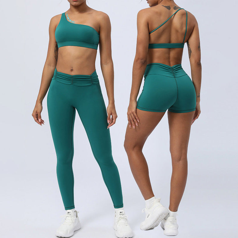 Buddha Stones 2 piezas sin espalda diseño asimétrico top sujetador pantalones cortos polainas pantalones fitness yoga conjunto - image 0