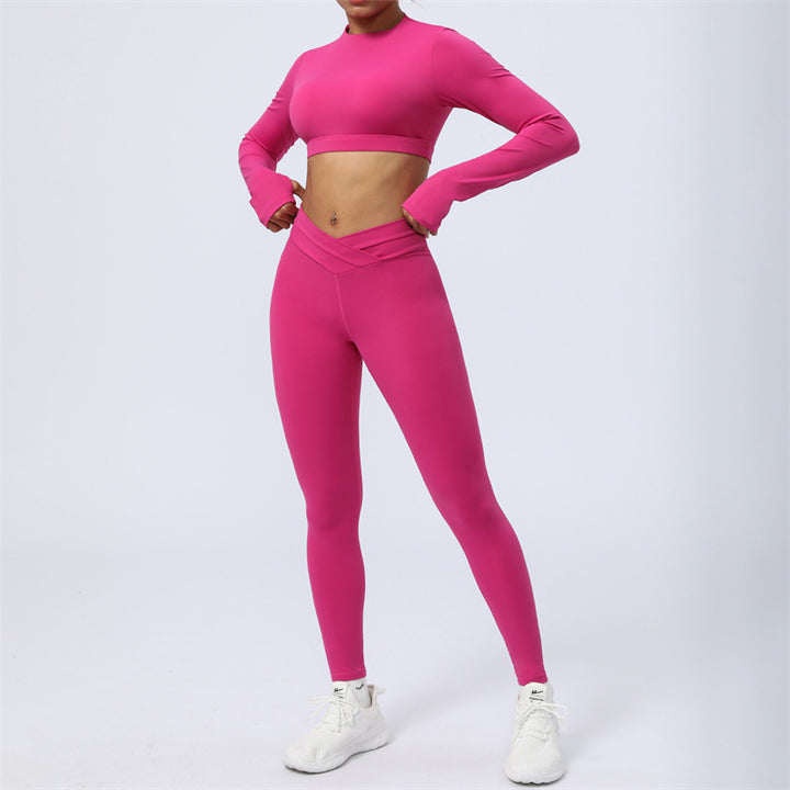 Buddha Stones - Conjunto de 2 piezas de manga larga sin espalda, sujetador, polainas, pantalones, fitness, yoga
