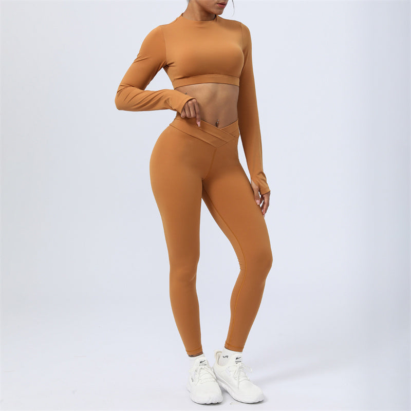 Buddha Stones - Conjunto de 2 piezas de manga larga sin espalda, sujetador, polainas, pantalones, fitness, yoga