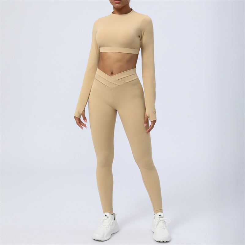 Buddha Stones - Conjunto de 2 piezas de manga larga sin espalda, sujetador, polainas, pantalones, fitness, yoga