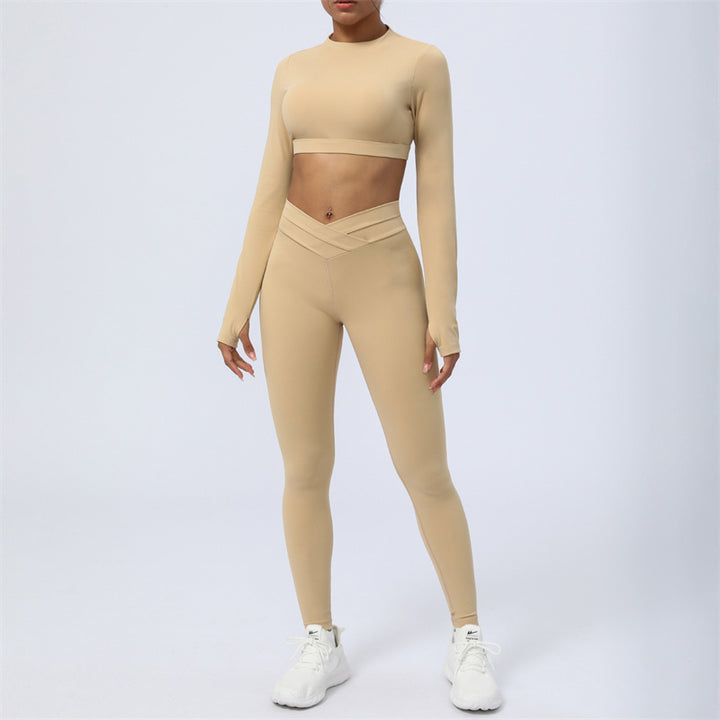 Buddha Stones - Conjunto de 2 piezas de manga larga sin espalda, sujetador, polainas, pantalones, fitness, yoga