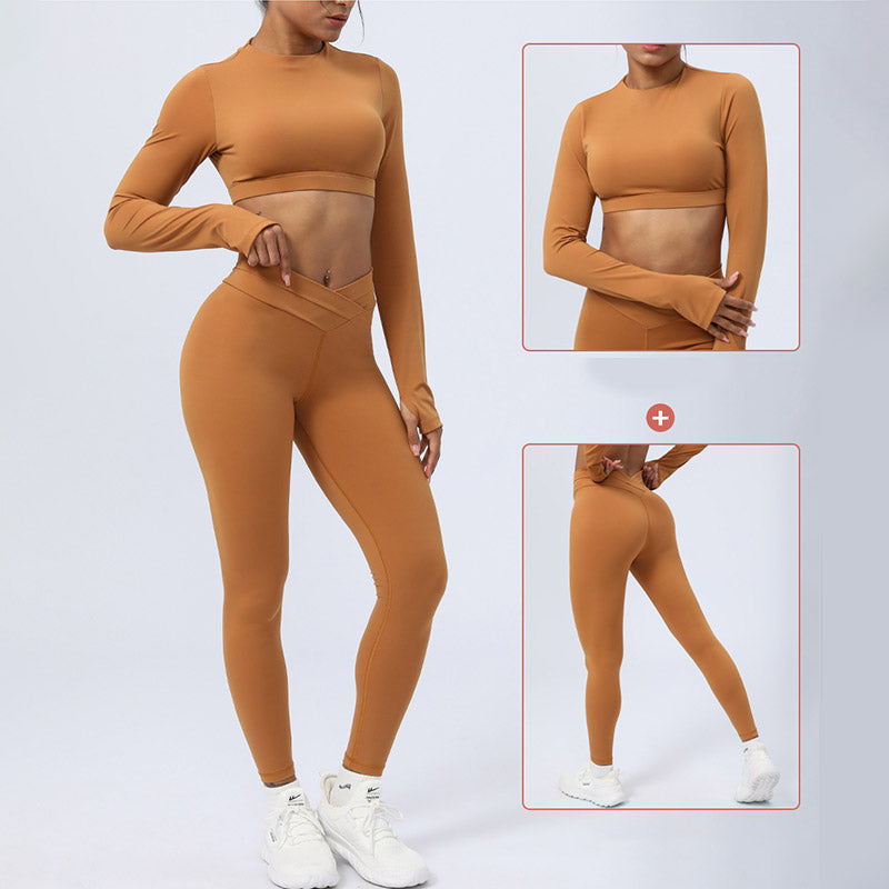 Buddha Stones - Conjunto de 2 piezas de manga larga sin espalda, sujetador, polainas, pantalones, fitness, yoga