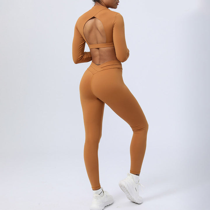 Buddha Stones - Conjunto de 2 piezas de manga larga sin espalda, sujetador, polainas, pantalones, fitness, yoga - image 2