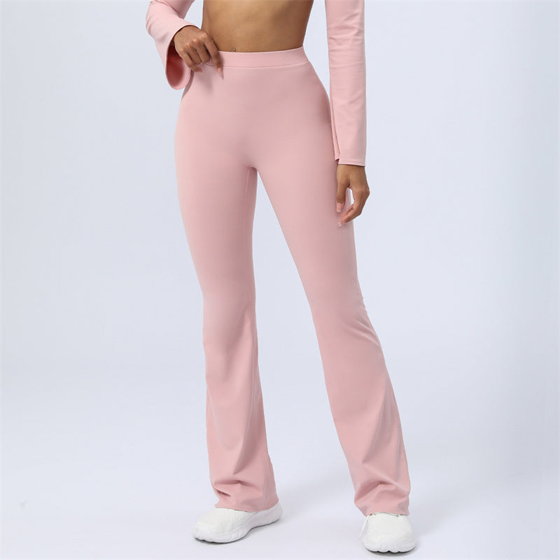 Buddha Stones de manga larga sin espalda correa superior sujetador pantalones acampanados fitness yoga traje - Rosa - Pantalones - US8-10, UK/AU12-14, EU40-42 (XL)  - image 34