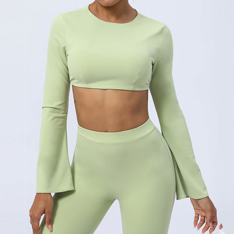 Buddha Stones de manga larga sin espalda correa superior sujetador pantalones acampanados fitness yoga traje - image 10