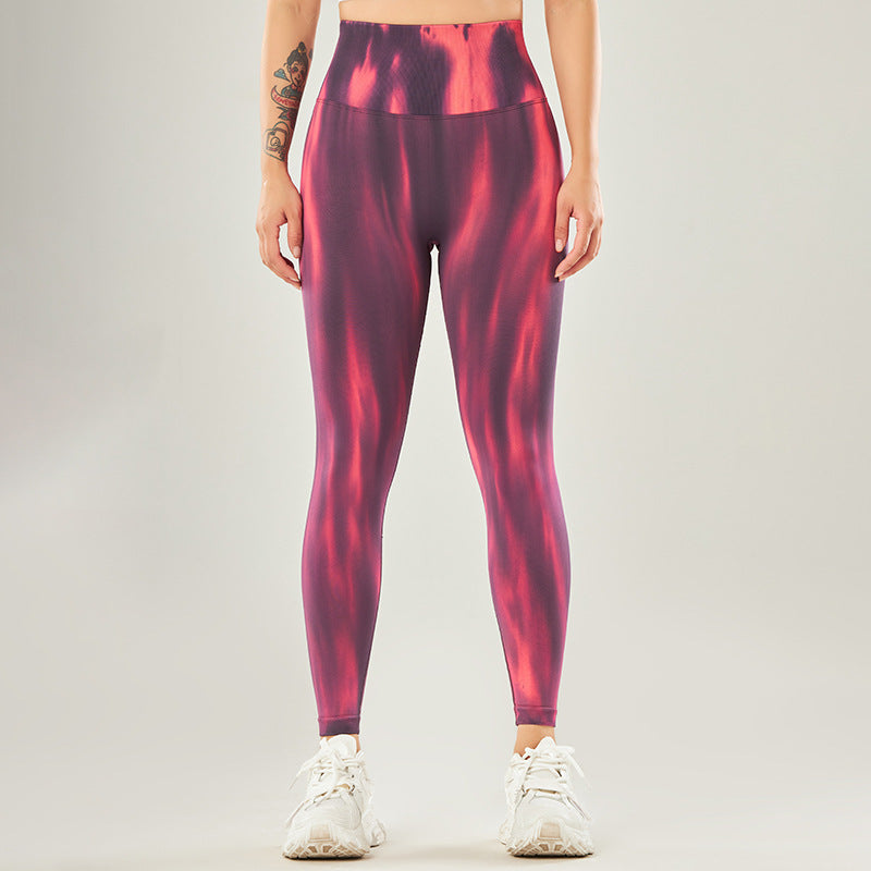 Pantalones deportivos con estampado de teñido anudado sin costuras con Buddha Stones, polainas deportivas de cintura alta, pantalones de yoga para mujer