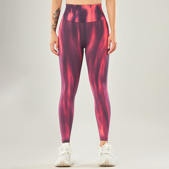 Pantalones deportivos con estampado de teñido anudado sin costuras con Buddha Stones, polainas deportivas de cintura alta, pantalones de yoga para mujer