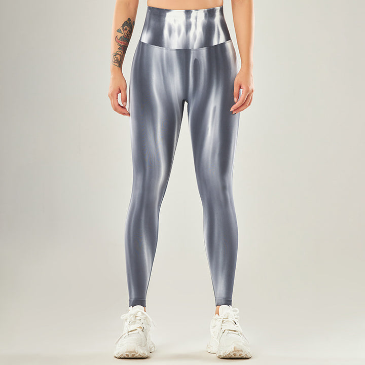 Pantalones deportivos con estampado de teñido anudado sin costuras con Buddha Stones, polainas deportivas de cintura alta, pantalones de yoga para mujer