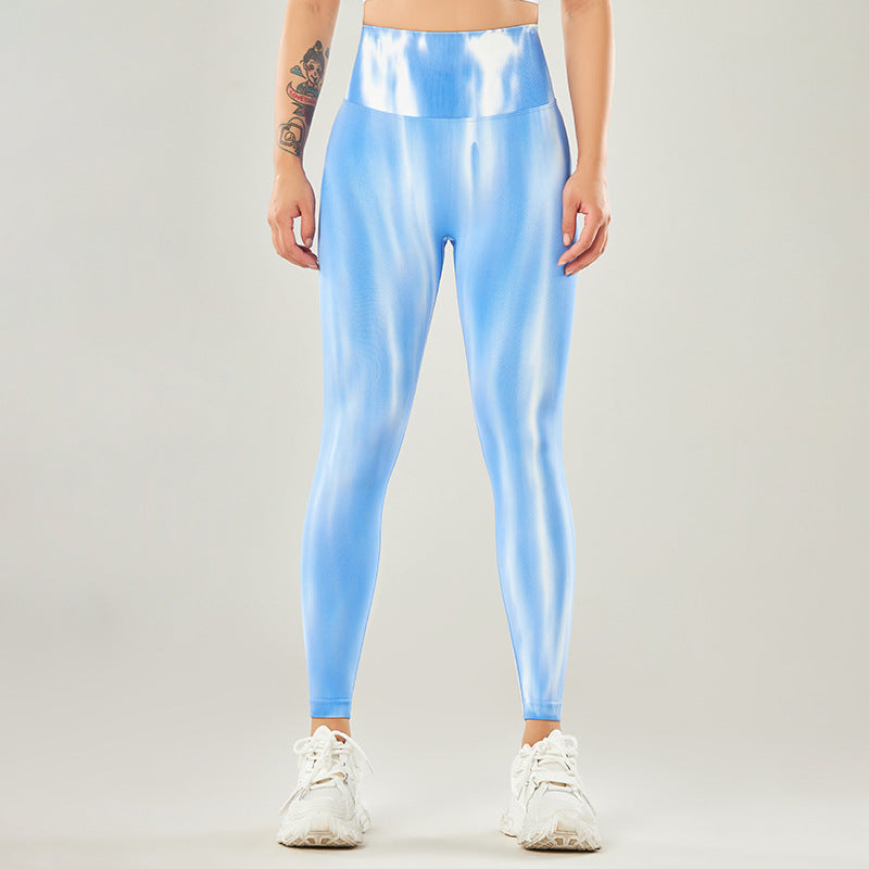 Pantalones deportivos con estampado de teñido anudado sin costuras con Buddha Stones, polainas deportivas de cintura alta, pantalones de yoga para mujer