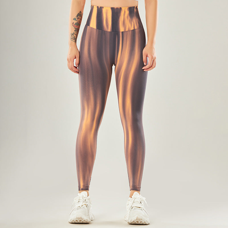 Pantalones deportivos con estampado de teñido anudado sin costuras con Buddha Stones, polainas deportivas de cintura alta, pantalones de yoga para mujer