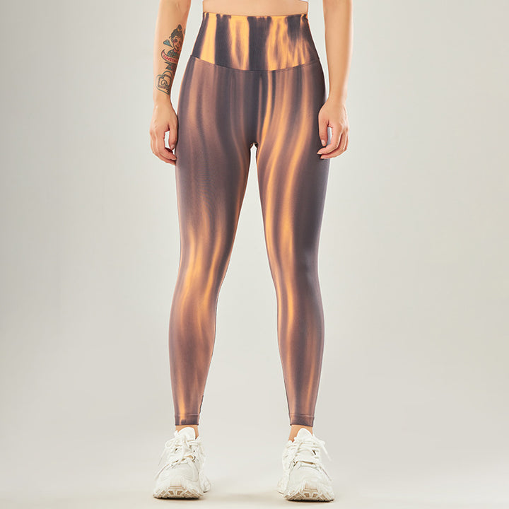 Pantalones deportivos con estampado de teñido anudado sin costuras con Buddha Stones, polainas deportivas de cintura alta, pantalones de yoga para mujer