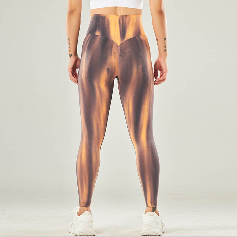Pantalones deportivos con estampado de teñido anudado sin costuras con Buddha Stones, polainas deportivas de cintura alta, pantalones de yoga para mujer