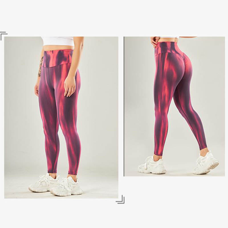 Pantalones deportivos con estampado de teñido anudado sin costuras con Buddha Stones, polainas deportivas de cintura alta, pantalones de yoga para mujer