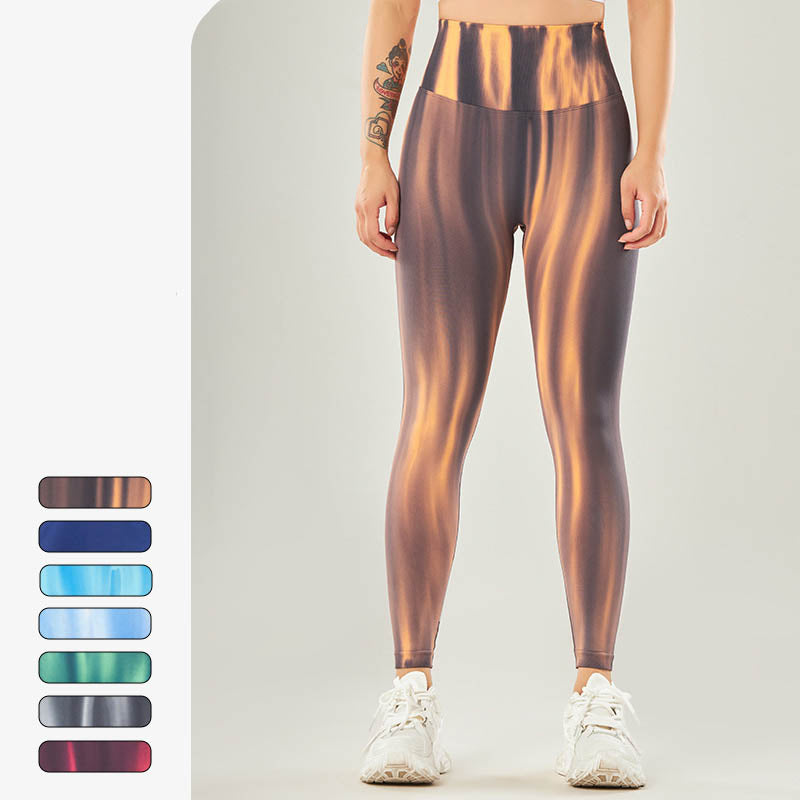 Pantalones deportivos con estampado de teñido anudado sin costuras con Buddha Stones, polainas deportivas de cintura alta, pantalones de yoga para mujer