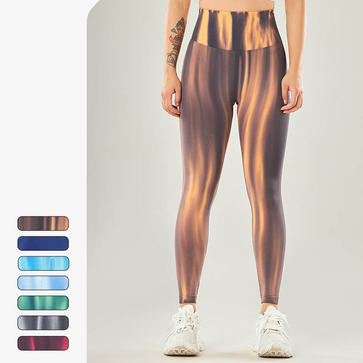 Pantalones deportivos con estampado de teñido anudado sin costuras con Buddha Stones, polainas deportivas de cintura alta, pantalones de yoga para mujer