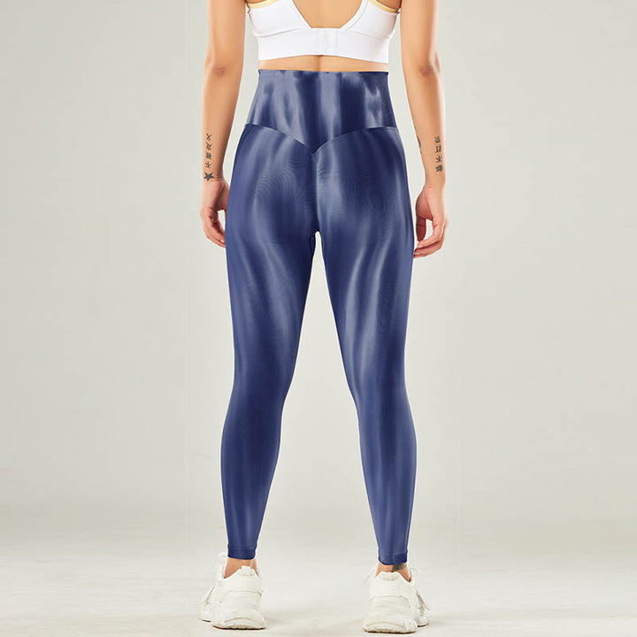Pantalones deportivos con estampado de teñido anudado sin costuras con Buddha Stones, polainas deportivas de cintura alta, pantalones de yoga para mujer