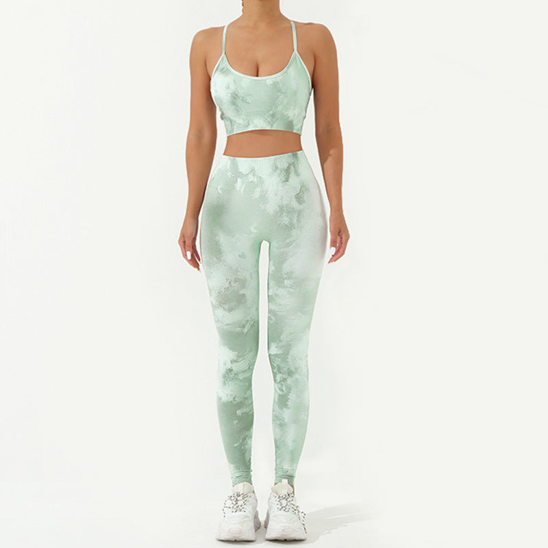 Buddha Stones - Conjunto de 2 piezas con estampado de camuflaje, espalda cruzada, correa cruzada, sujetador, pantalones cortos, polainas, pantalones de fitness y yoga - Verde - 2 piezas (parte superior y pantalones) - US8-10，UK/AU12-14，EU40-42 (L) - image 21