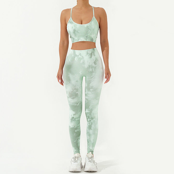 Buddha Stones - Conjunto de 2 piezas con estampado de camuflaje, espalda cruzada, correa cruzada, sujetador, pantalones cortos, polainas, pantalones de fitness y yoga - Verde - 2 piezas (parte superior y pantalones) - US8-10，UK/AU12-14，EU40-42 (L) - image 21