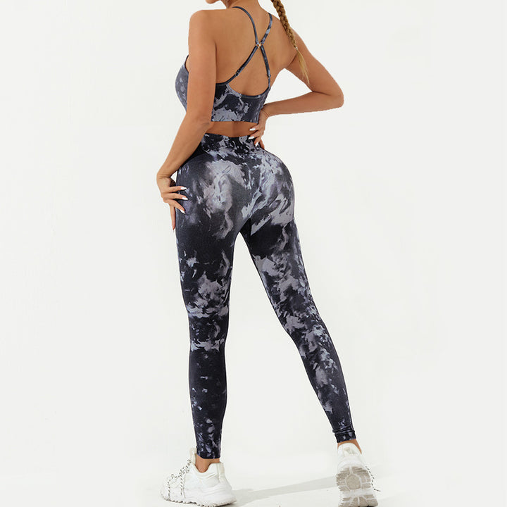 Buddha Stones - Conjunto de 2 piezas con estampado de camuflaje, espalda cruzada, correa cruzada, sujetador, pantalones cortos, polainas, pantalones de fitness y yoga - Negro Gris - 2 piezas (parte superior y pantalones) - US8-10，UK/AU12-14，EU40-42 (L) - image 11