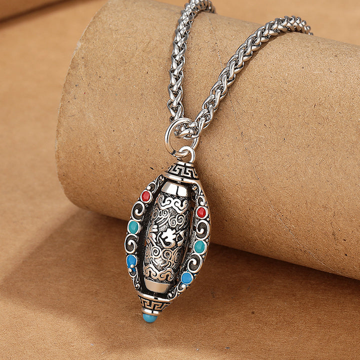 Collar con colgante giratorio de pureza de Om Mani Padme Hum tibetano con Buddha Stones - image 1