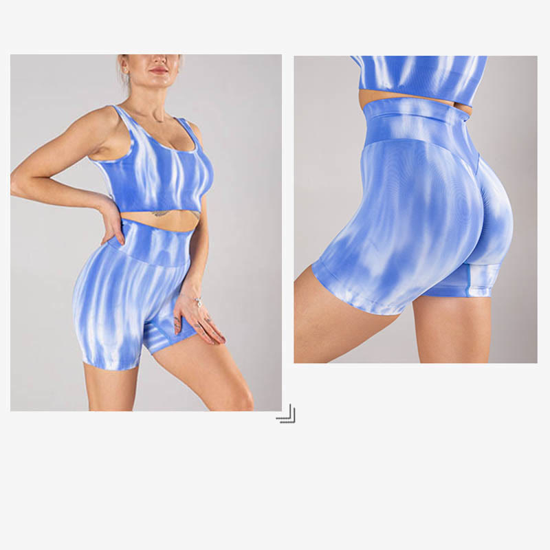 Buddha Stones 2 piezas Tie Dye sin costuras Crop Top sujetador pantalones cortos deportes fitness gimnasio yoga trajes