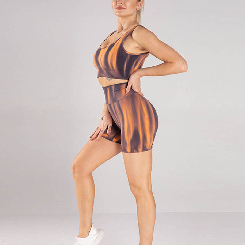 Buddha Stones 2 piezas Tie Dye sin costuras Crop Top sujetador pantalones cortos deportes fitness gimnasio yoga trajes