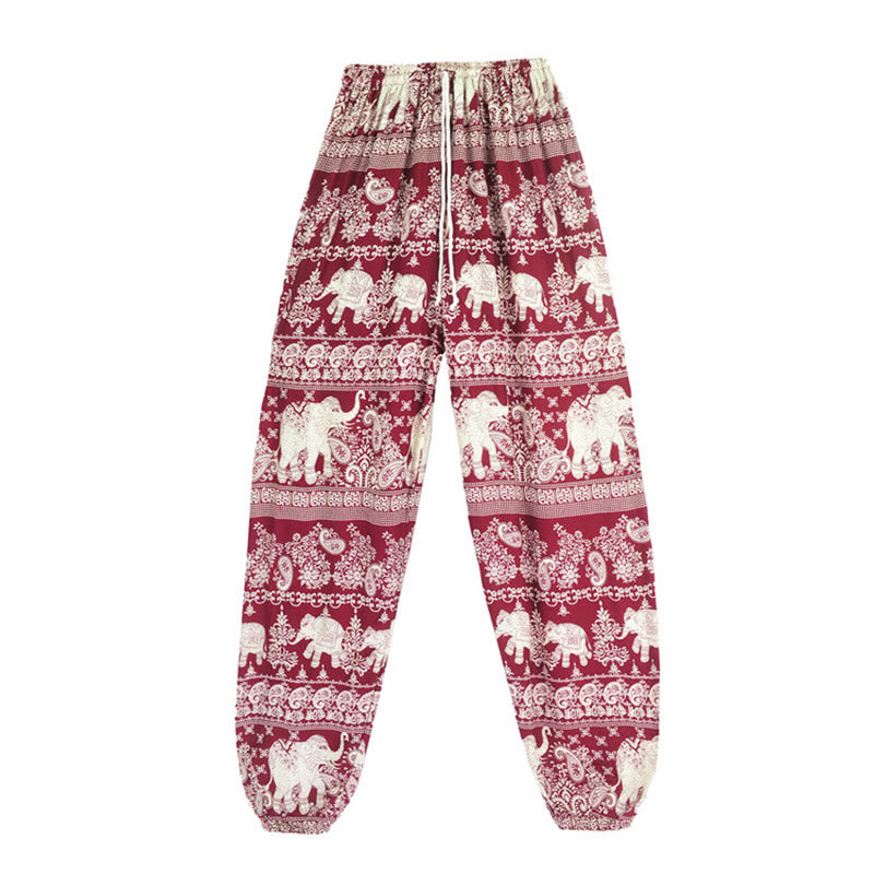 Pantalones de yoga para mujer con diseño de elefante suelto bohemio con Buddha Stones - image 4