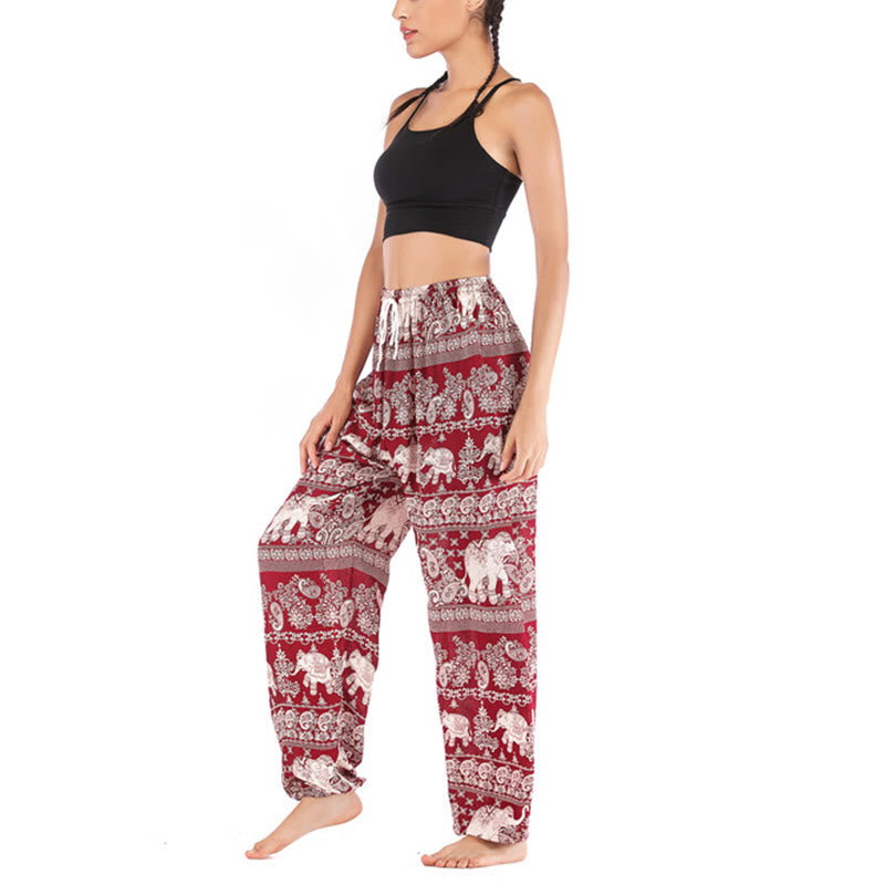 Pantalones de yoga para mujer con diseño de elefante suelto bohemio con Buddha Stones - image 7