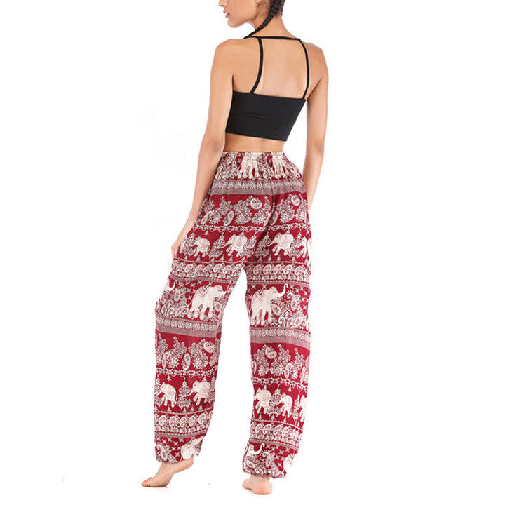 Pantalones de yoga para mujer con diseño de elefante suelto bohemio con Buddha Stones - image 7