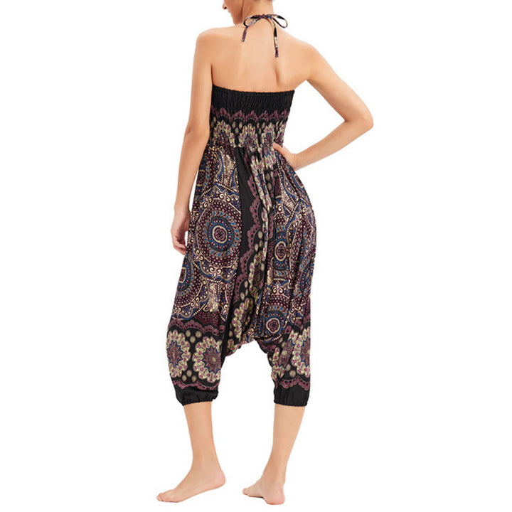 Buddha Stones, ropa de dos estilos, patrón de flores de Mandala, pantalones bombachos holgados ahumados, mono, pantalones de cintura alta - image 12