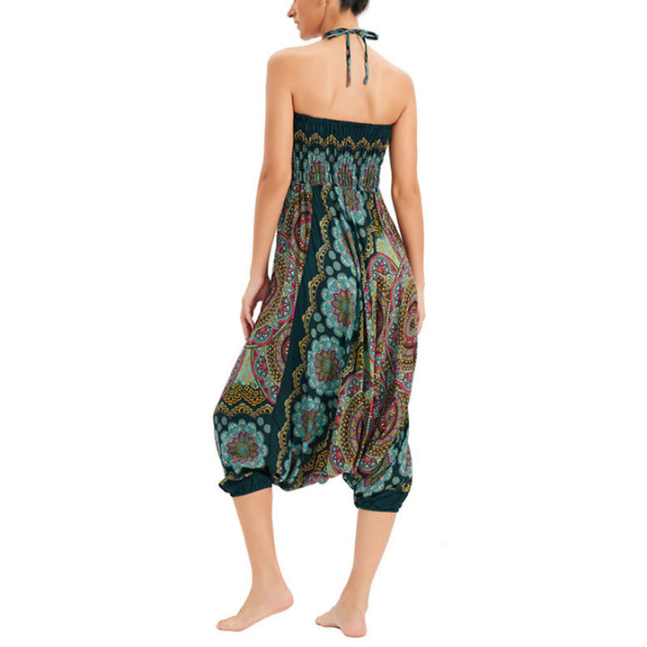 Buddha Stones, ropa de dos estilos, patrón de flores de Mandala, pantalones bombachos holgados ahumados, mono, pantalones de cintura alta - image 5