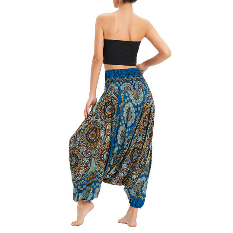 Buddha Stones, ropa de dos estilos, patrón de flores de Mandala, pantalones bombachos holgados ahumados, mono, pantalones de cintura alta - image 29